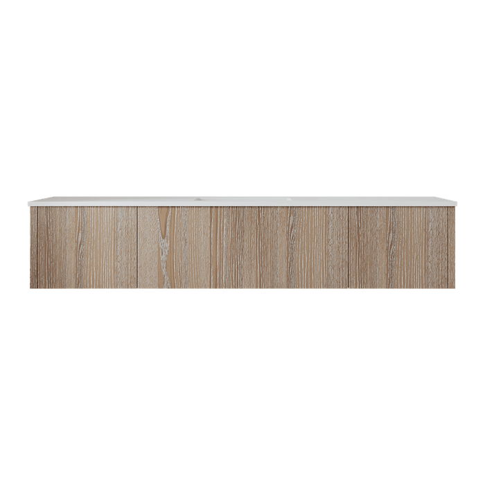 Laviva Legno 72" Weathered Grey Single Sink Bathroom Vanity with Matte White VIVA Stone Solid Surface Countertop 313LGN-72CWG-MW