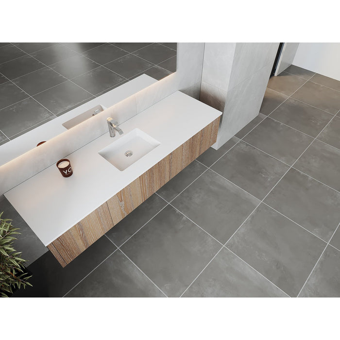 Laviva Legno 72" Weathered Grey Single Sink Bathroom Vanity with Matte White VIVA Stone Solid Surface Countertop 313LGN-72CWG-MW