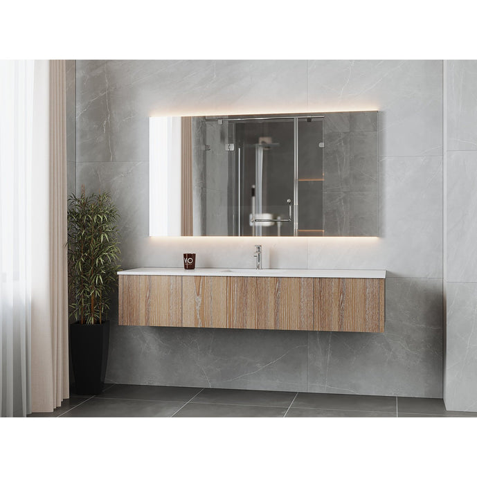 Laviva Legno 72" Weathered Grey Single Sink Bathroom Vanity with Matte White VIVA Stone Solid Surface Countertop 313LGN-72CWG-MW