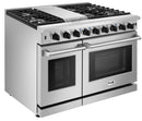 Thor Kitchen 2-Piece Appliance Package - 48-Inch Gas Range & Under Cabinet 16.5-Inch Tall Hood in Stainless Steel