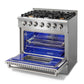 Thor Kitchen 2-Piece Pro Appliance Package - 36-Inch Gas Range & Premium Wall Mount Hood in Stainless Steel