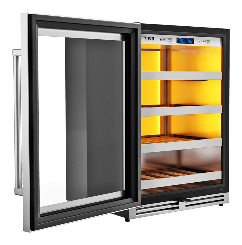 THOR Kitchen 24-Inch Single Zone Wine Cooler, Left Swing, 45 Wine Bottle Capacity - TWC24UL-LH
