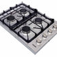 Thor Kitchen 30-Inch Professional Drop-In Gas Cooktop with Four Burners in Stainless Steel TGC3001