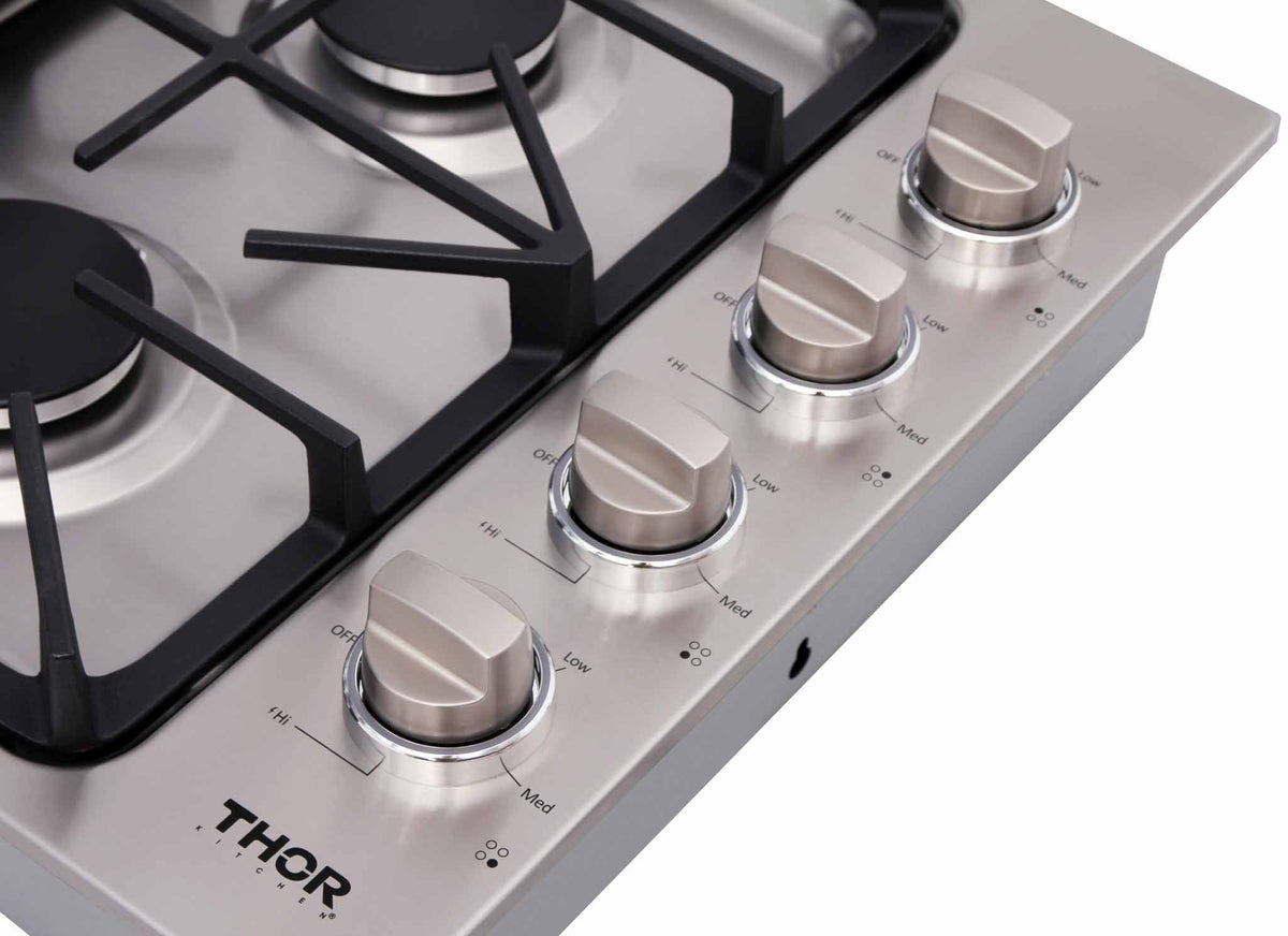 Thor Kitchen 30-Inch Professional Drop-In Gas Cooktop with Four Burners in Stainless Steel TGC3001
