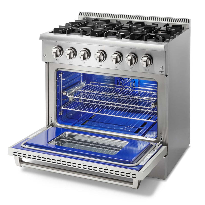 Thor Kitchen 36-Inch 5.2 cu. ft. Oven Dual Fuel Range in Stainless Steel HRD3606U