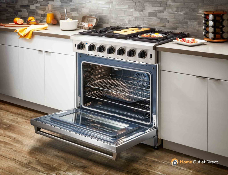 Thor Kitchen 36-Inch 6.0 Cu. Ft Single Oven Professional Gas Range in Stainless Steel LRG3601U