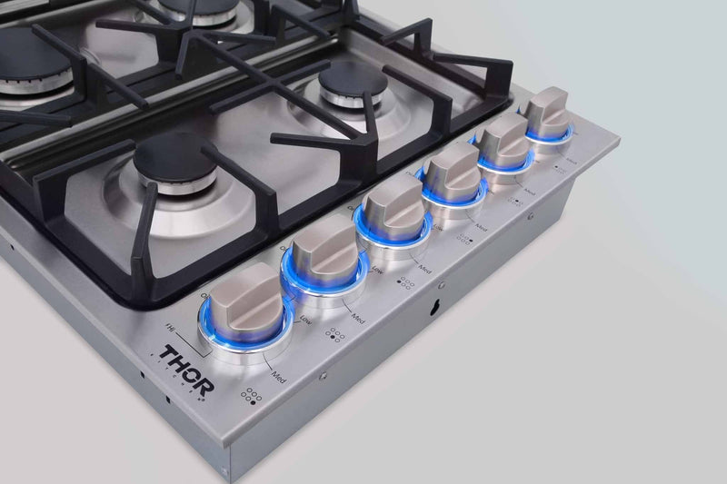Thor Kitchen 36-Inch Professional Drop-In Gas Cooktop with Six Burners in Stainless Steel TGC3601