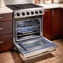 Thor Kitchen 4-Piece Appliance Package - 30-Inch Gas Range, French Door Refrigerator, Dishwasher, and Microwave Drawer in Stainless Steel