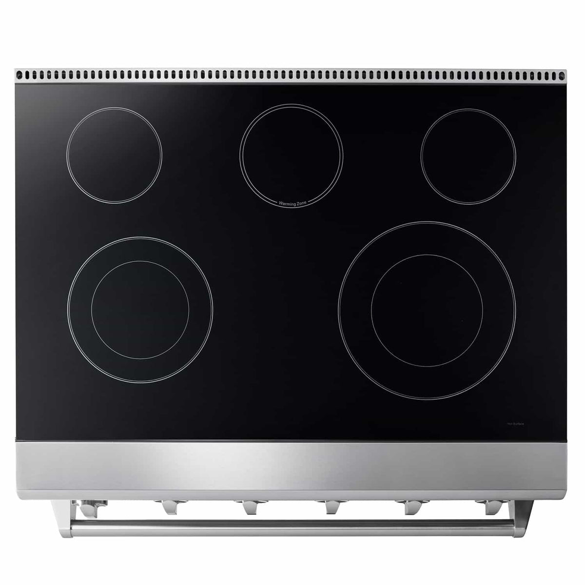 Thor Kitchen 4-Piece Appliance Package - 36-Inch Electric Range, Refrigerator with Water Dispenser, Pro-Style Wall Mount Hood, & Dishwasher in Stainless Steel