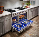 Thor Kitchen 4-Piece Pro Appliance Package - 48-Inch Gas Range, French Door Refrigerator, Dishwasher, and Microwave Drawer in Stainless Steel