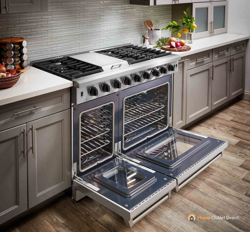 Thor Kitchen 48-Inch 6.8 cu. ft. Double Oven Gas Range in Stainless Steel LRG4807U
