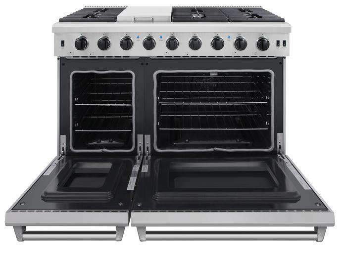 Thor Kitchen 48-Inch 6.8 cu. ft. Double Oven Gas Range in Stainless Steel LRG4807U