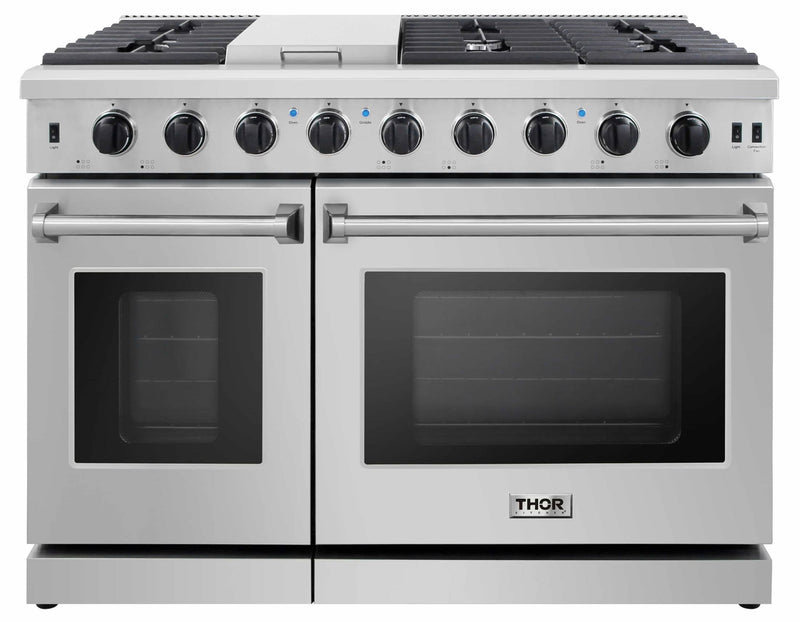 Thor Kitchen 48-Inch 6.8 cu. ft. Double Oven Gas Range in Stainless Steel LRG4807U