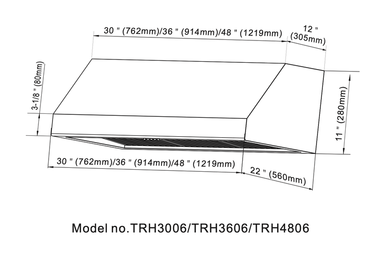 Thor Kitchen 48-Inch Professional Under Cabinet Range Hood in Stainless Steel with 800 CFM - 11-Inch Tall TRH4806