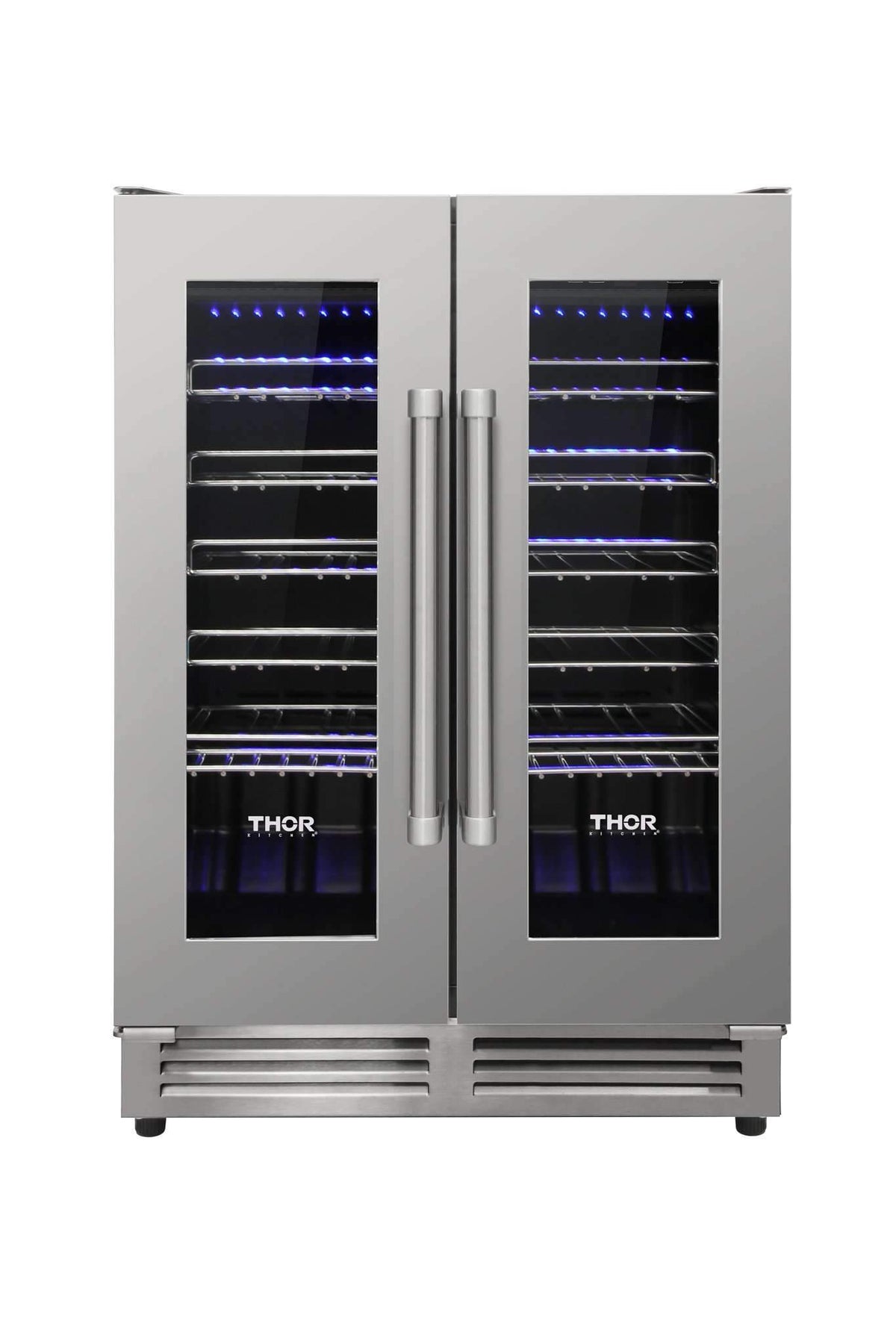 Thor Kitchen 5-Piece Appliance Package - 30-Inch Electric Range with Tilt Panel, French Door Refrigerator, Dishwasher, Microwave Drawer, & Wine Cooler in Stainless Steel