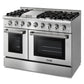Thor Kitchen 6-Piece Pro Appliance Package - 48-Inch Gas Range, French Door Refrigerator, Dishwasher, Pro Wall Mount Hood, Microwave Drawer, & Wine Cooler in Stainless Steel
