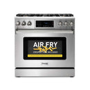 Thor Kitchen 36" Gas Range with 6.0 Cu. Ft. Self-Cleaning Oven, Air Fryer, Tilt Panel in Stainless Steel TRG3601