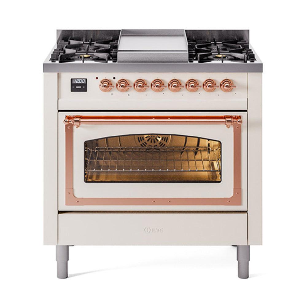 ILVE Nostalgie II Noblesse 36″ Dual Fuel Range Triple Glass Door -UN36FNMP