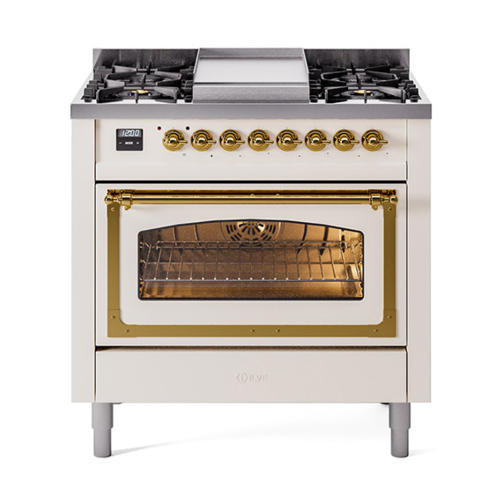 ILVE Nostalgie II Noblesse 36″ Dual Fuel Range Triple Glass Door -UN36FNMP