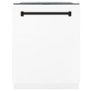ZLINE Autograph Edition 24" 3rd Rack Top Touch Control Tall Tub Dishwasher in White Matte with Accent Handle, 51dBa (DWMTZ-WM-24)
