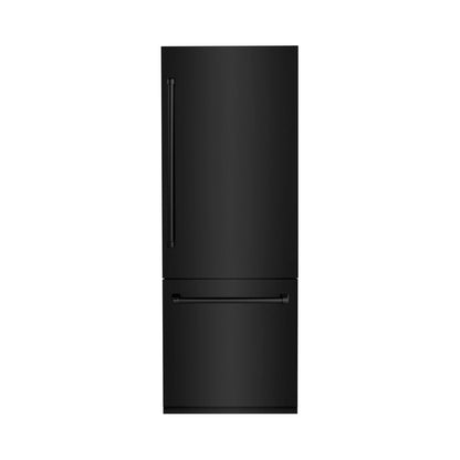 ZLINE 30" 16.1 cu. ft. Built-In 2-Door Bottom Freezer Refrigerator with Internal Water and Ice Dispenser in Black Stainless Steel RBIV-BS-30