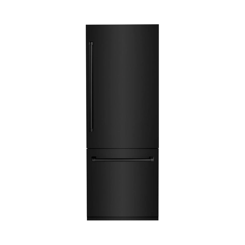 ZLINE 30" 16.1 cu. ft. Built-In 2-Door Bottom Freezer Refrigerator with Internal Water and Ice Dispenser in Black Stainless Steel RBIV-BS-30