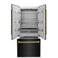 ZLINE 36" Autograph Edition 19.6 cu. ft. Built-in 3-DoorFrench Door Refrigerator with Internal Water and Ice Dispenser in Black Stainless Steel with Gold Accents RBIVZ-BS-36-G