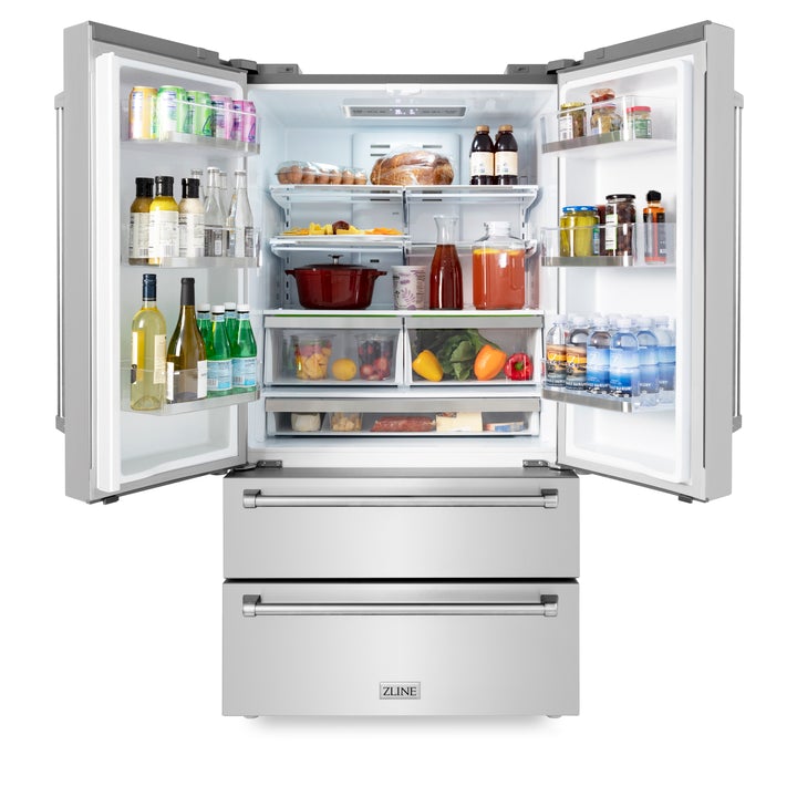 ZLINE 36 in. 22.5 cu. ft Built-in French Door Refrigerator with Ice Maker in Fingerprint Resistant Stainless Steel (RFM-36)