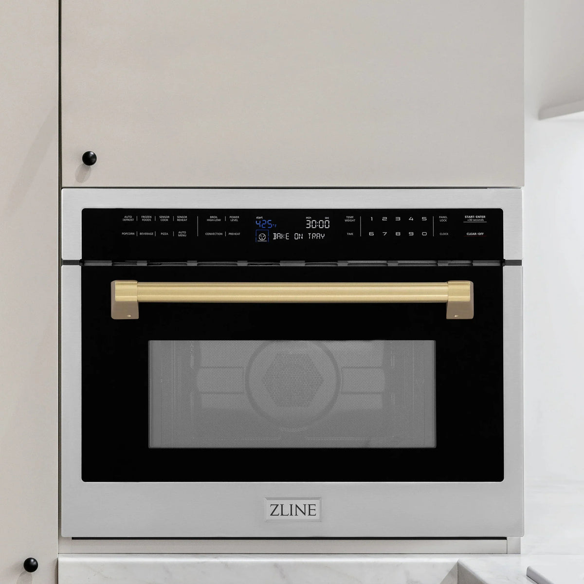 ZLINE Autograph Edition 24" 1.6 cu ft. Built-in Convection Microwave Oven in Stainless Steel with Accents MWOZ-24