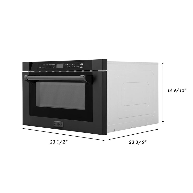 ZLINE 24" 1.2 cu. ft. Built-in Microwave Drawer with a Traditional Handle in Black Stainless Steel MWD-1-BS-H