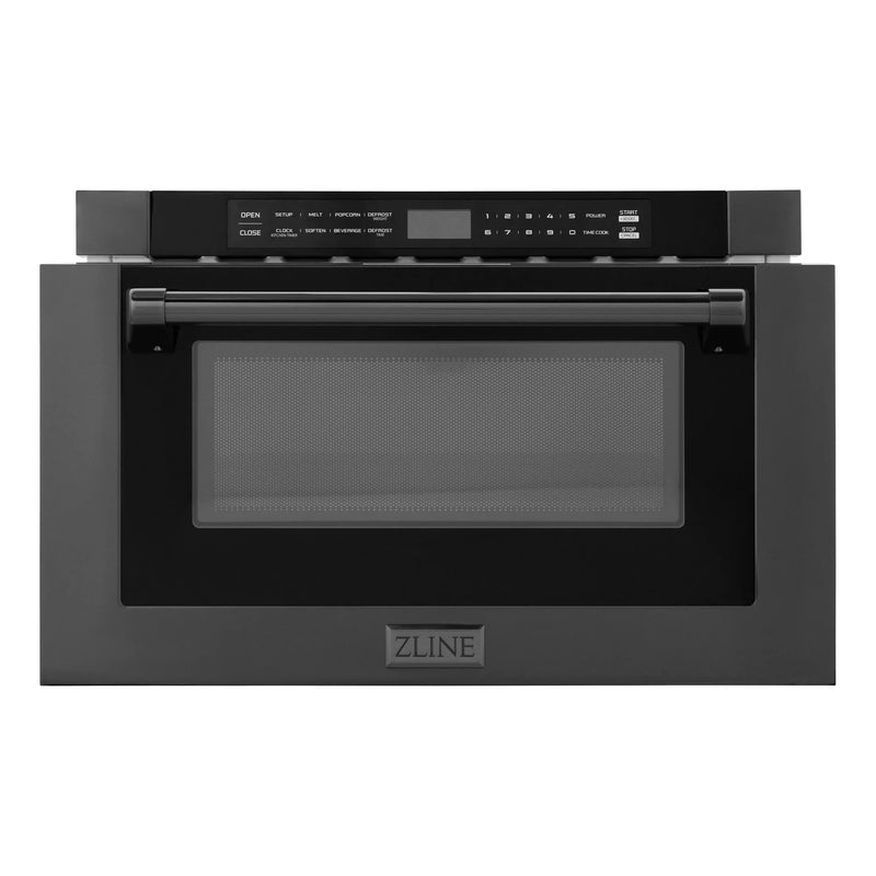 ZLINE 24" 1.2 cu. ft. Built-in Microwave Drawer with a Traditional Handle in Black Stainless Steel MWD-1-BS-H