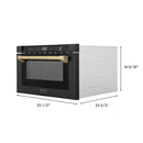 ZLINE Autograph Edition 24" 1.2 cu. ft. Built-in Microwave Drawer in Black Stainless Steel and Champagne Bronze Accents MWDZ-1-BS-H-CB