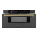 ZLINE Autograph Edition 30" 1.2 cu. ft. Built-in Microwave Drawer in Black Stainless Steel with Accents MWDZ-30-BS