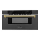ZLINE Autograph Edition 30" 1.2 cu. ft. Built-in Microwave Drawer in Black Stainless Steel with Accents MWDZ-30-BS
