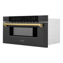 ZLINE Autograph Edition 30" 1.2 cu. ft. Built-in Microwave Drawer in Black Stainless Steel with Accents MWDZ-30-BS