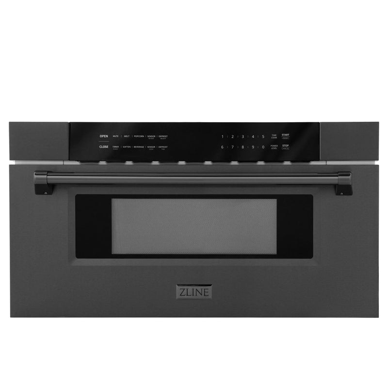 ZLINE 30" Microwave Drawer in Black Stainless Steel with Traditional Handle MWD-30-BS