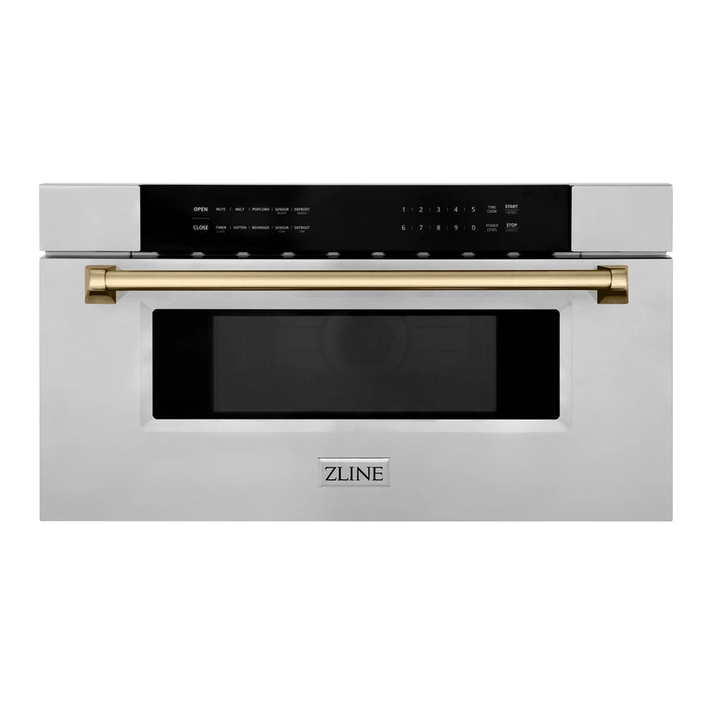 ZLINE Autograph Edition 30" 1.2 cu. ft. Built-In Microwave Drawer in Stainless Steel with Accents MWDZ-30
