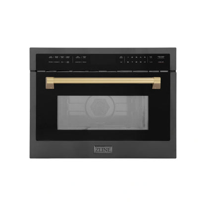 ZLINE Autograph Edition 24" 1.6 cu ft. Built-in Convection Microwave Oven in Black Stainless Steel with Accents MWOZ-24-BS