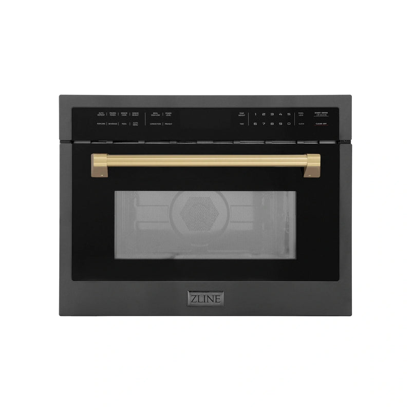 ZLINE Autograph Edition 24" 1.6 cu ft. Built-in Convection Microwave Oven in Black Stainless Steel with Accents MWOZ-24-BS