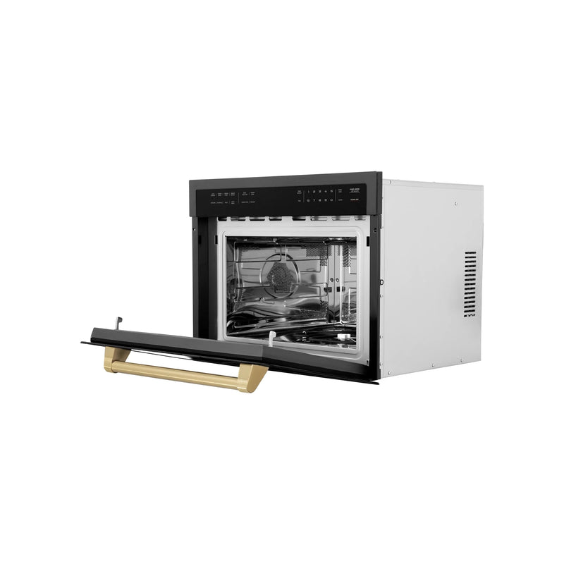 ZLINE Autograph Edition 24" 1.6 cu ft. Built-in Convection Microwave Oven in Black Stainless Steel with Accents MWOZ-24-BS