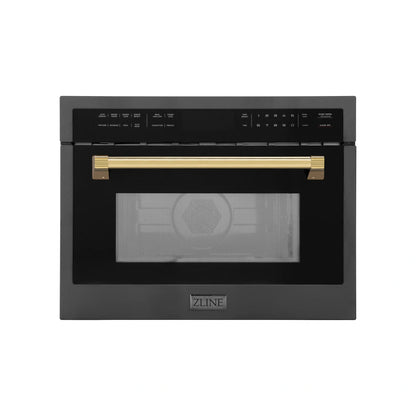 ZLINE Autograph Edition 24" 1.6 cu ft. Built-in Convection Microwave Oven in Black Stainless Steel with Accents MWOZ-24-BS