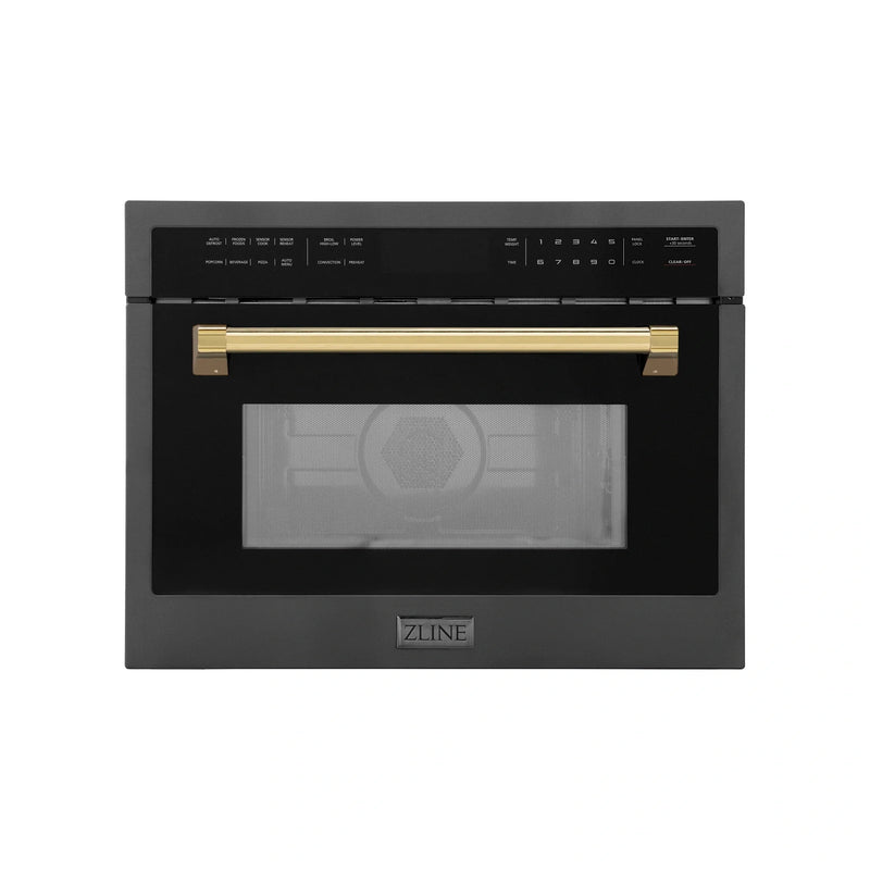 ZLINE Autograph Edition 24" 1.6 cu ft. Built-in Convection Microwave Oven in Black Stainless Steel with Accents MWOZ-24-BS
