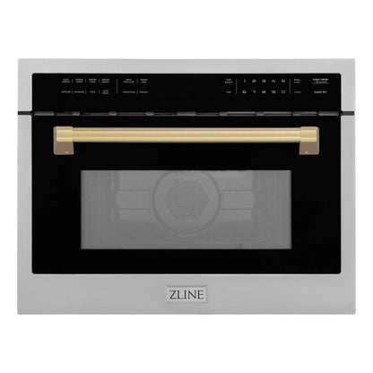 ZLINE Autograph Edition 24" 1.6 cu ft. Built-in Convection Microwave Oven in Stainless Steel with Accents MWOZ-24