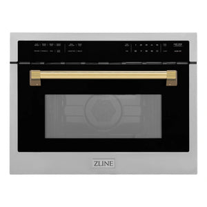 ZLINE Autograph Edition 24" 1.6 cu ft. Built-in Convection Microwave Oven in Stainless Steel with Accents MWOZ-24