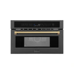 ZLINE Autograph Edition 30” 1.6 cu ft. Built-in Convection Microwave Oven in Black Stainless Steel with Accents MWOZ-30-BS