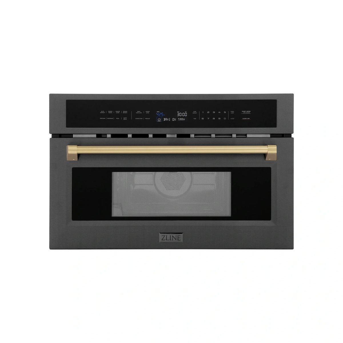 ZLINE Autograph Edition 30” 1.6 cu ft. Built-in Convection Microwave Oven in Black Stainless Steel with Accents MWOZ-30-BS