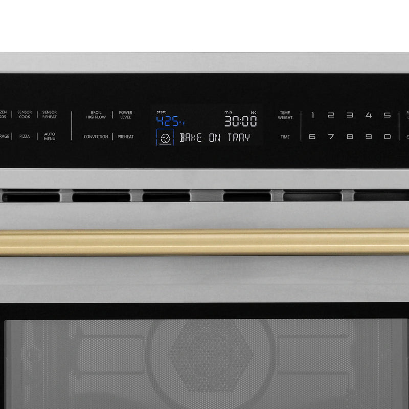 ZLINE Autograph Edition 30” 1.6 cu ft. Built-in Convection Microwave Oven in Stainless Steel with Accents MWOZ-30