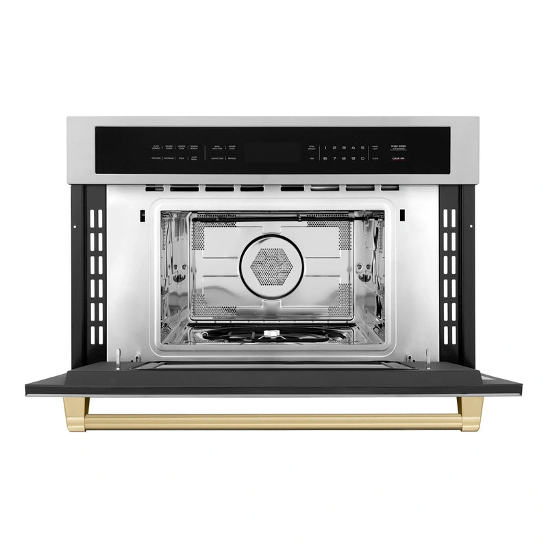 ZLINE Autograph Edition 30” 1.6 cu ft. Built-in Convection Microwave Oven in Stainless Steel with Accents MWOZ-30