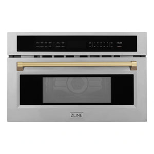 ZLINE Autograph Edition 30” 1.6 cu ft. Built-in Convection Microwave Oven in Stainless Steel with Accents MWOZ-30