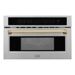 ZLINE Autograph Edition 30” 1.6 cu ft. Built-in Convection Microwave Oven in Stainless Steel with Accents MWOZ-30
